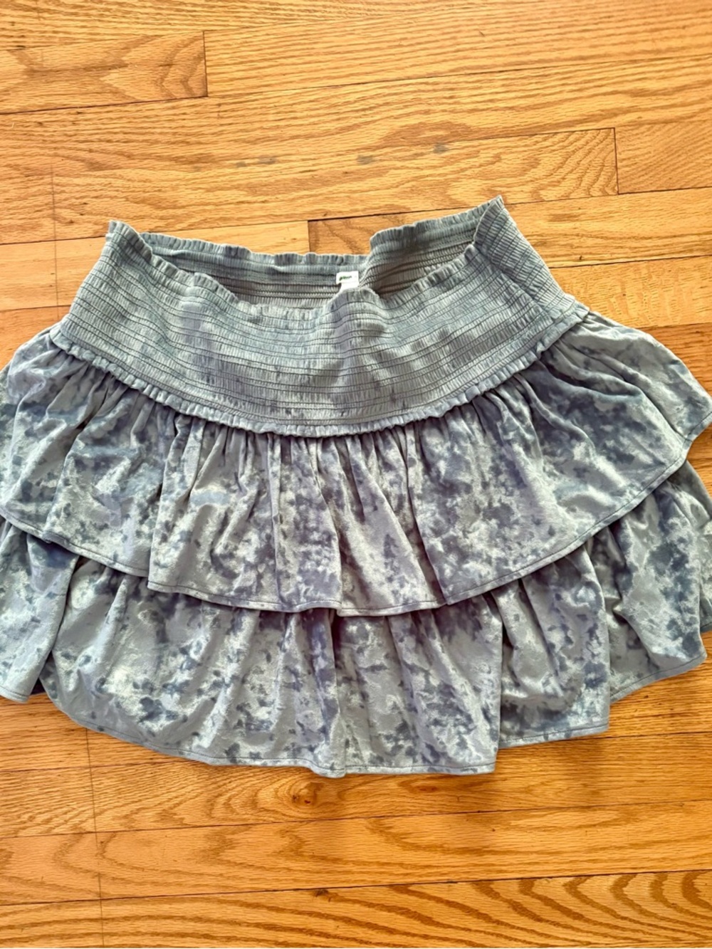 Aerie Velvety Tiered Mini Skirt Olive Green Jewel Tone XL